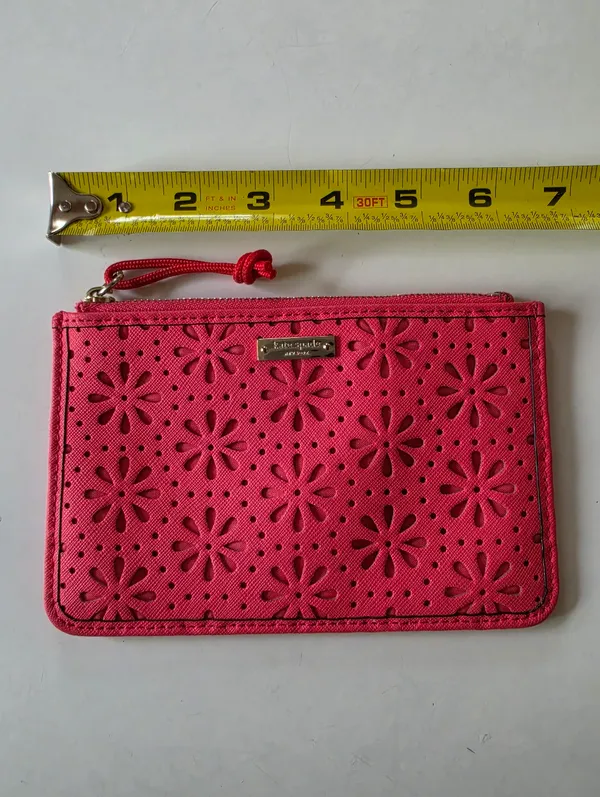 Kate Spade Pink perforated leather Cedar Street Lacey Pouch - Image 5