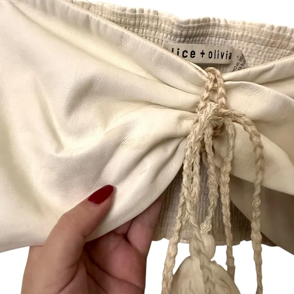 ALICE + OLIVIA Livia Faux Leather Halter Top White Sz 2‎ - Image 4