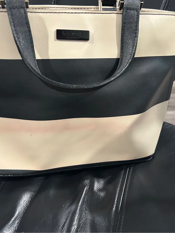 kate spade Black and Cream Striped Tote see pics for flaws on cream section - Image 13