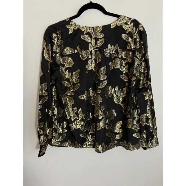 Ann Taylor Black & Gold Vneck top size medium - Image 5