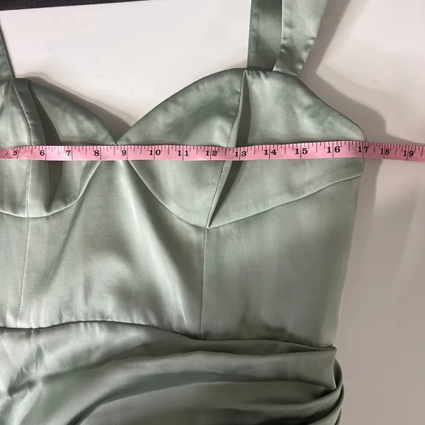 Azazie Agave Green Sheath Sweetheart Neckline Stretch Satin Dress Size 12 - Image 6