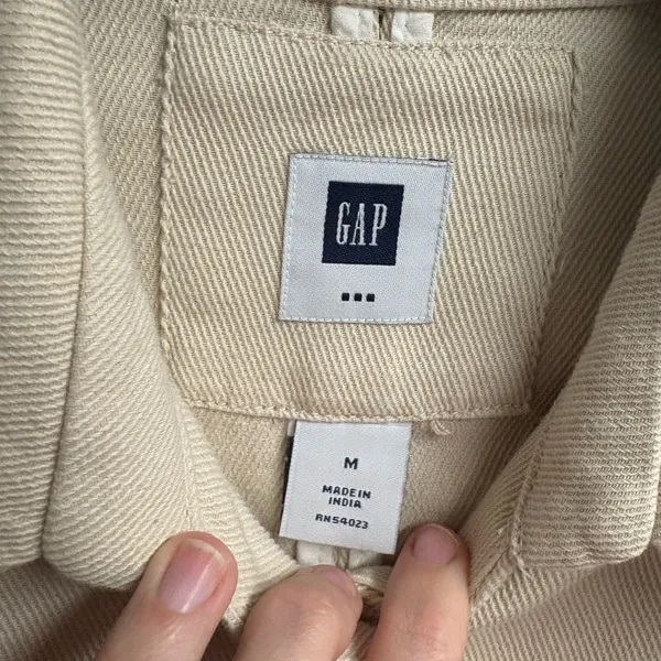 Gap Khaki Denim 100% Cotton Trench Coat Size Medium - Image 4