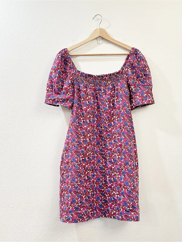 J.Crew Afternoon Linen Dress in Berry Floral Size Medium - Image 4
