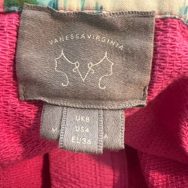 Anthropology‎ Vanessa Virginia Mini Cotton Skirt Size 4 Pockets Pink - Image 3