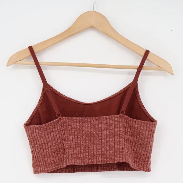 Aerie Crop Top Womens L Ribbed Bralette Terracotta Adjustable Straps Excellent - Image 3