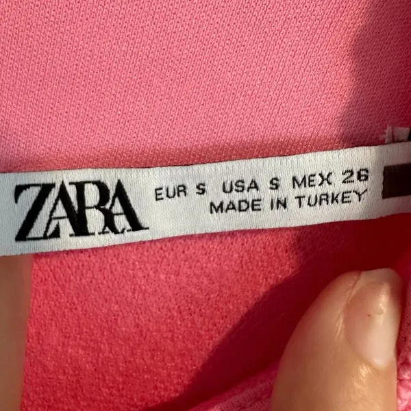 ZARA Pink Structured Short Sleeve Top Size Small - Image 2