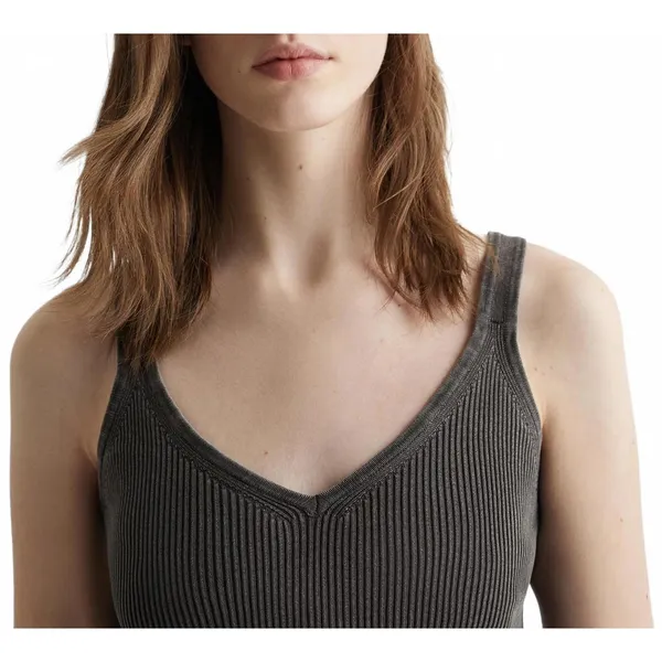 Mango Cotton V-Neck Tank Strap Top Choco Charcoal NWT Teens Medium - Image 5