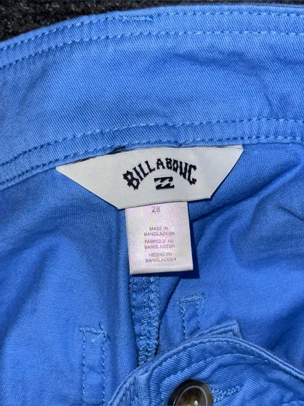 Billabong Side Kick Pants 28 Blue High Rise Wide Leg Raw Hem 90s Beach Surf Boho - Image 6