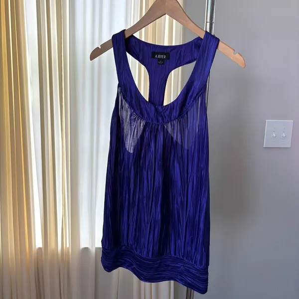 Y2K Vintage A Byer Racer Halter Top L Bubble Hem Bimbocore McBling Party Club - Image 6