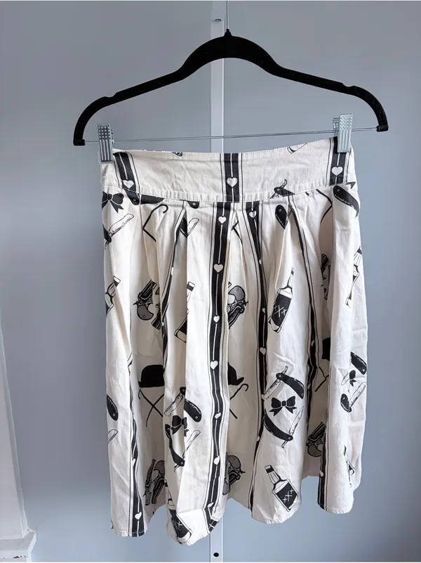 Rock Steady Cream Black Novelty Print Skirt Rockabilly Pinup XL - Image 2