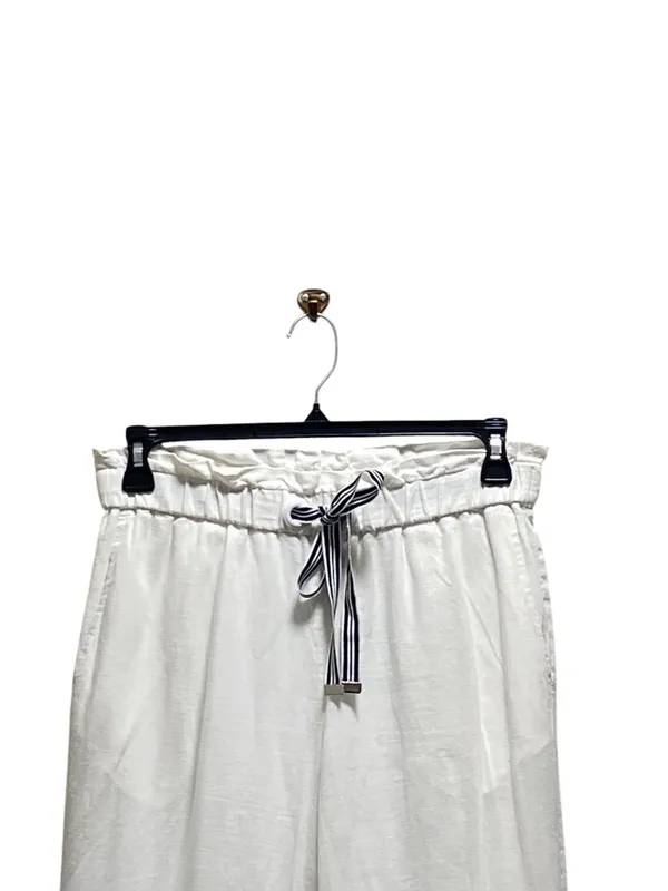 1901 Linen Blend Lined Pants White Size M Beach Coastal Minimalist Vacation Cute - Image 6
