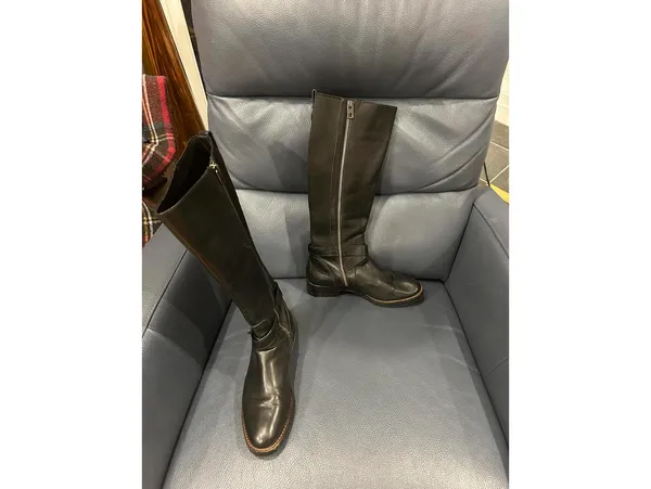 COACH black leather silver turnlock TALL FLAT riding boots - Image 2