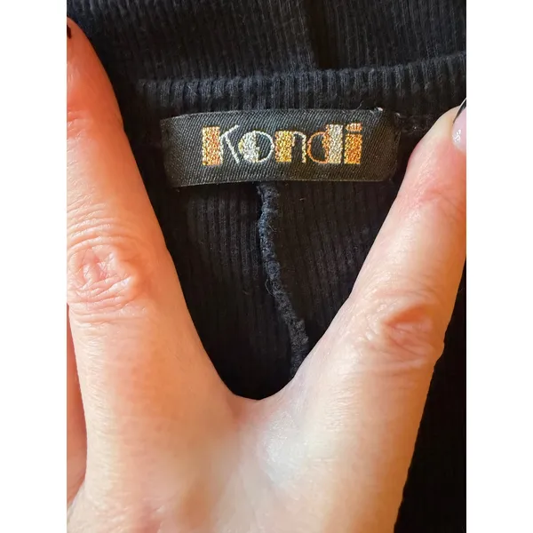 Kondi‎ Bodysuit Women Medium Black Ribbed Knit Cotton Scoop Neck Tank Luxury - Image 8