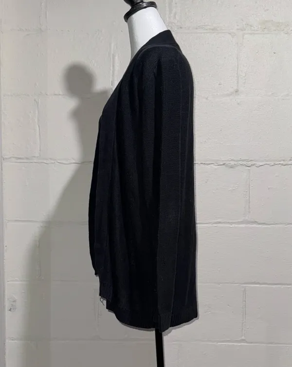 J. Crew Black Linen Blend Open Cardigan Size Medium - Image 2