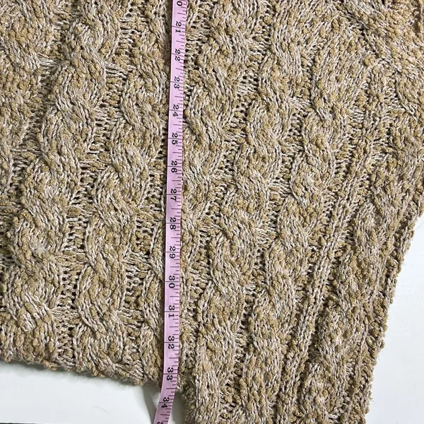 POL Chunky Knit Cropped Sweater Small Tan Cream Boho Pullover - Image 5