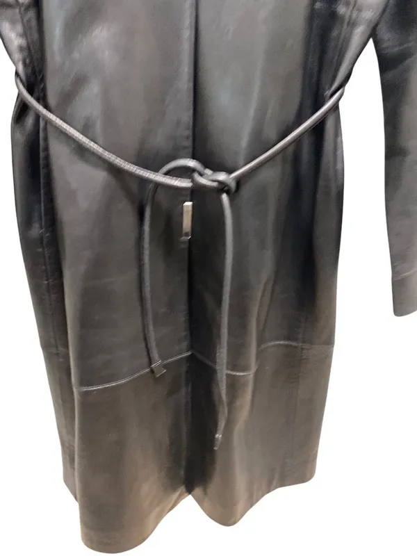 Kenneth Cole New York Y2K Long Line Genuine Leather Jacket Black Size M Soft - Image 8