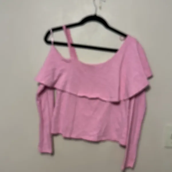 Anthropologie Postmark‎ Pink One Shoulder Ruffle Top size Small - Image 6