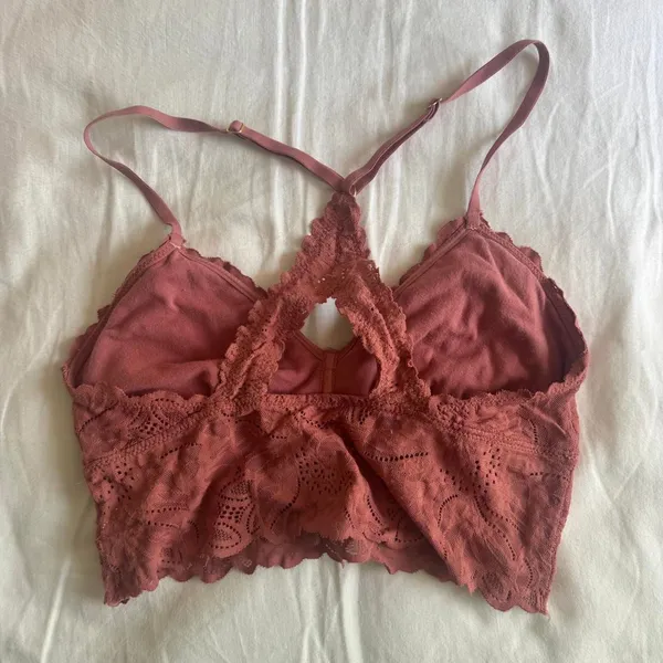 Aerie Boho Lace Racerback Dusty Pink Bralette Small - Image 3