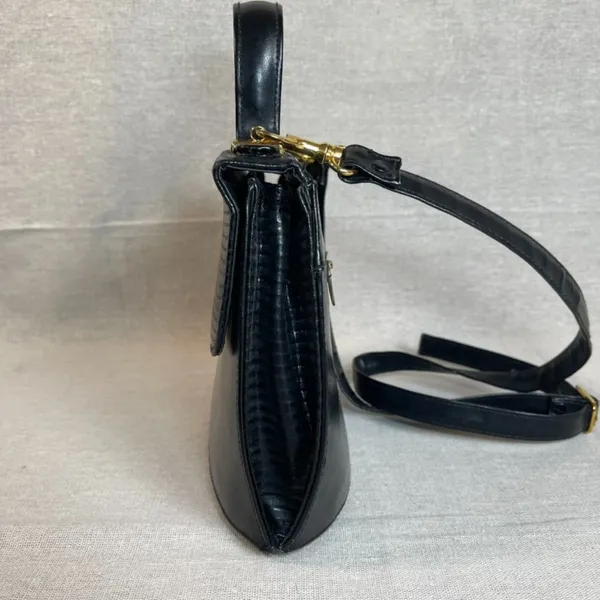 Vintage 90s Black Vegan Leather Crossbody Purse - Image 5