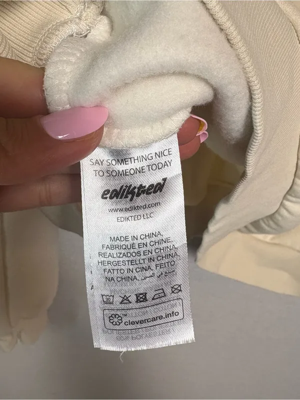 Edikted Mon Cheri Hoodie Cream Size M - Image 5