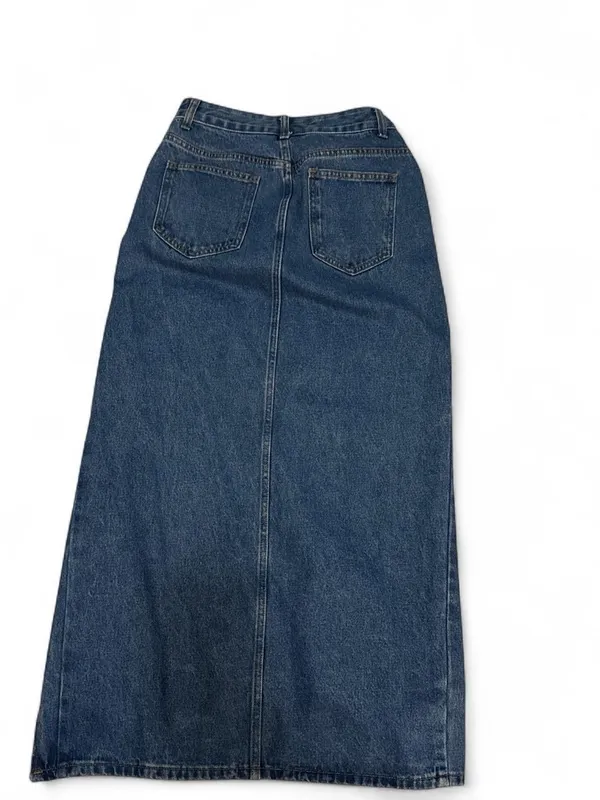 Amazon Dark Blue Denim Maxi Skirt with Front Slit - Image 2