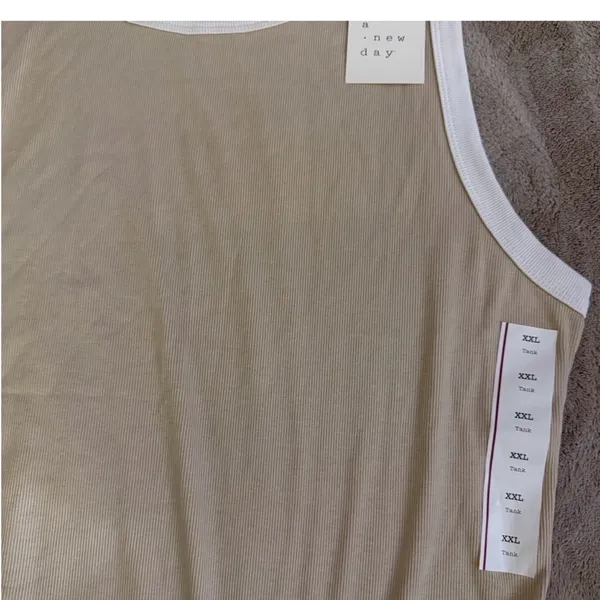 NWT Bundle of 3 Women's Cream Tank Top ribbed white trim - Image 3