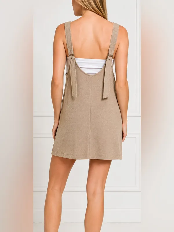 NIB Zenana textured overall mini dress with adjustable straps size medium ash mo - Image 2