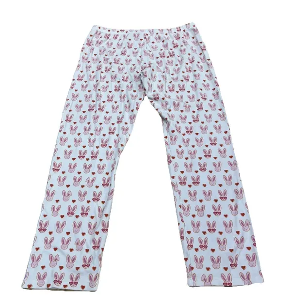 Roller Rabbit Love Bunnies Ladies 2 Piece Pajama PJ Set Pink White Size Large - Image 12