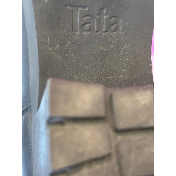 Tata Black Leather Over The Knee Boots Buckle Detail Low Block Heel Tall Boots - Image 8