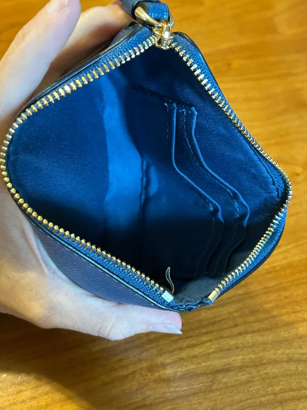 Coach Blue Crossgrain Leather Corner Zip Wristlet Wallet F58032 - Image 4