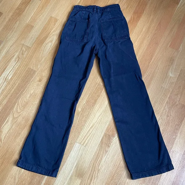 Zara Women’s Black High Rise Wide Leg Utility Pants Size XS 100% Cotton - Image 5