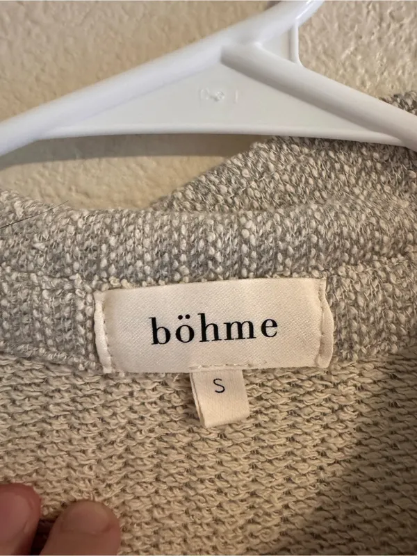 Bohme Casual Button-Down Shirt Jacket in Beige with Frayed Pocket Detail - Image 2