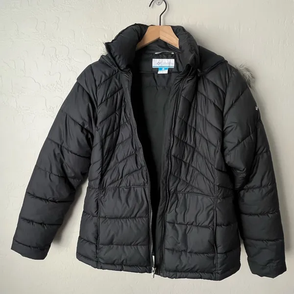 Columbia Stepstone Pass Water Resistant Puffer Jacket Faux Fur Trim hood black M - Image 6