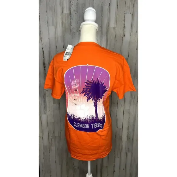 Hanes NWT Clemson Tigers Orange Scenic Back‎ Design Unisex Short Sleeve T-Shirt - Image 5