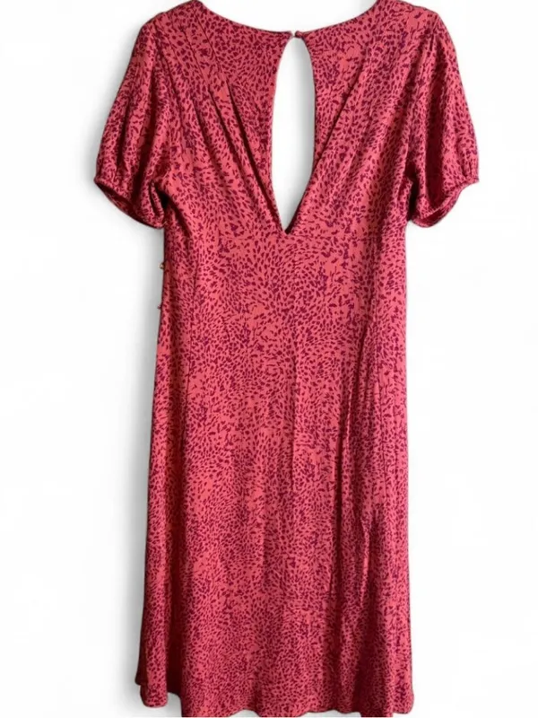 Free People Looking For Love Midi Dress Flame Combo V Neck Keyhole Back 8 - Image 7