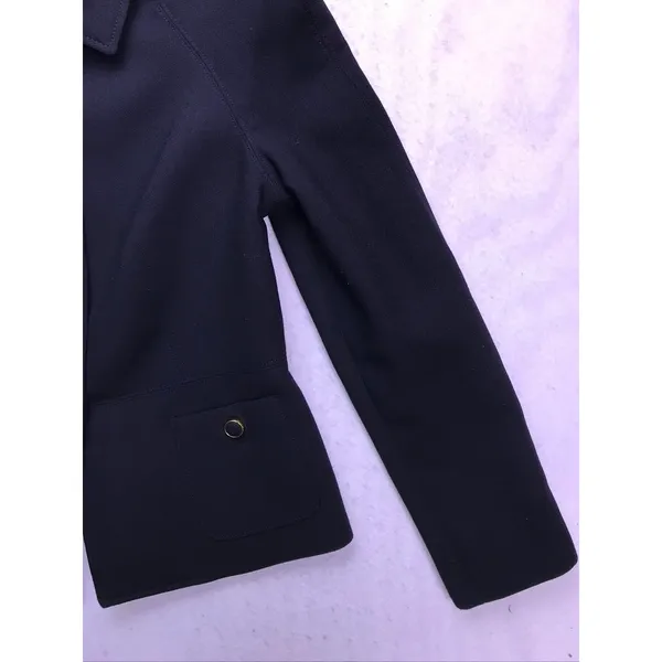 Talbots Wool Blend Blazer Women 10 Black Gold Button Collared Professional - Image 5