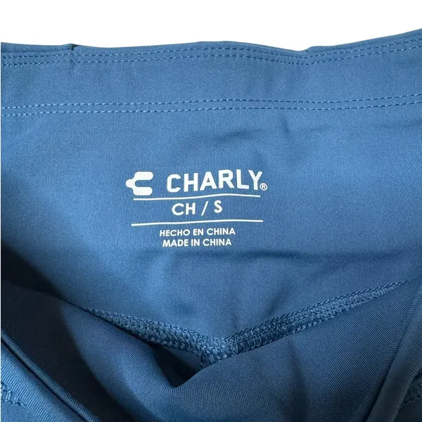 Charly High Rise Biker Shorts Compression Teal Small Hidden Pocket - Image 7