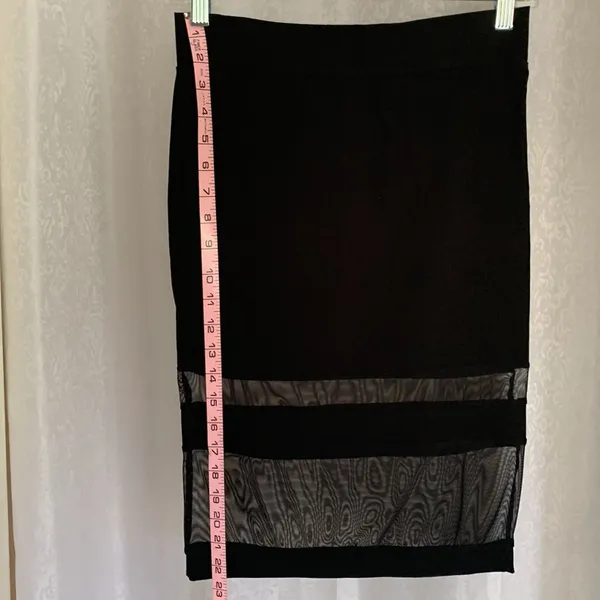 B_ENVIED Black Pencil Skirt with Sheer Panel - Image 5