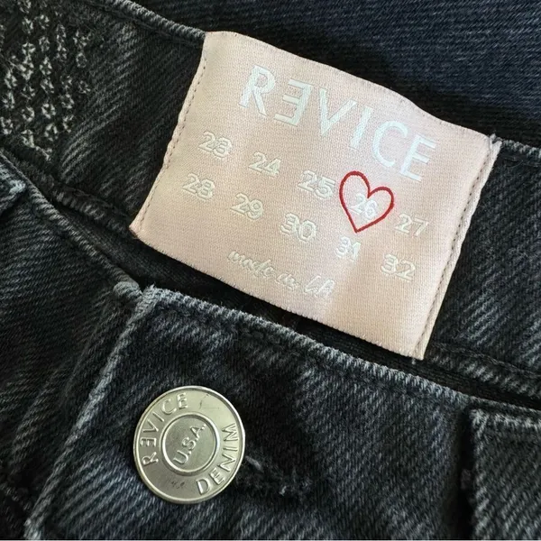 Revice Black Wash High Rise Button Fly Straight Leg Jeans Size 26 - Image 5