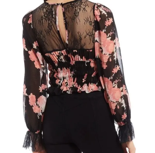CLEARANCE! Black Floral Free People Lace Blouse Size S EUC - Image 8