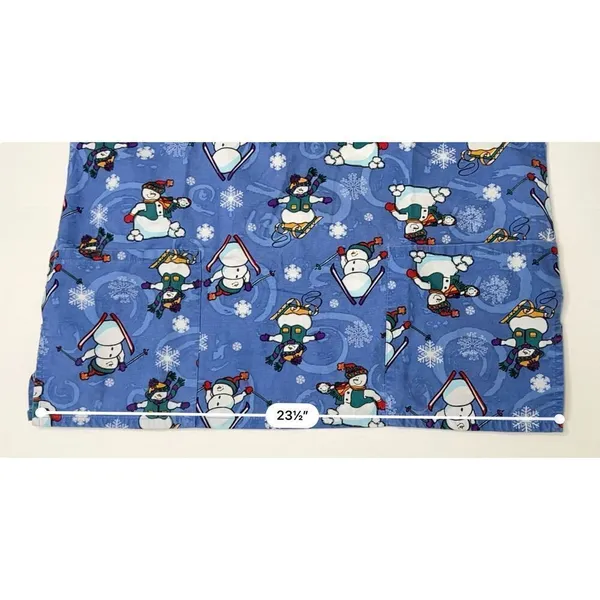 JIJ Scrubs Blue Snowman Snowflake‎ Scrub Medical Top LARGE Wintertime Snow - Image 6
