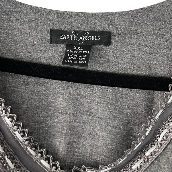 Earth Angels Women's Plus Size XXL Grey Babydoll Long Sleeve‎ Pajama Top - Image 4