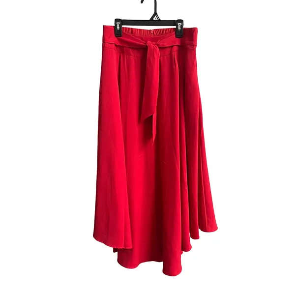 Unbranded High-Low Skirt Womens Medium Red‎ Romantic Flowy Tie Waist Side Slit - Image 2