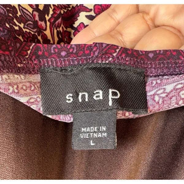 Snap Womens Paisley Halter Maxi Dress Burgundy Purple Size L NEW - Image 6