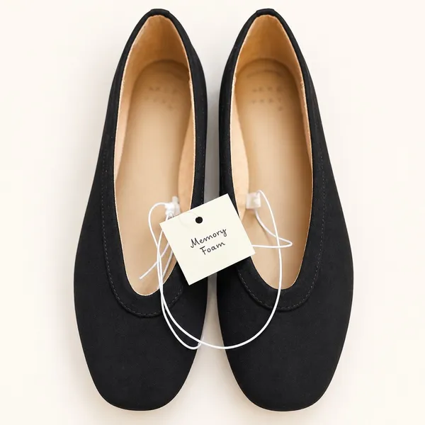 A New Day Neve Black Microfiber Square Toe Memory Foam Ballet Flats 6.5 - Image 6