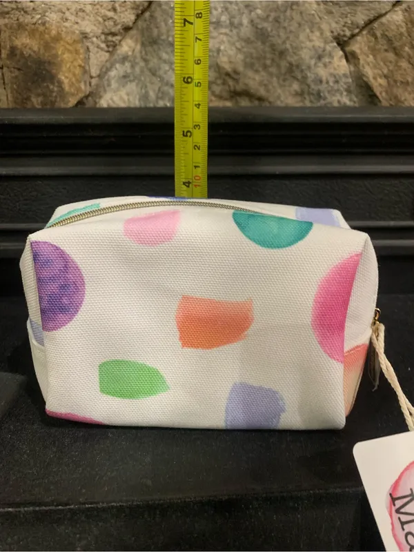 Mad Hippie Mini Cosmetic Bag White Multicolor Dots Travel Makeup Pouch Zip Case - Image 9