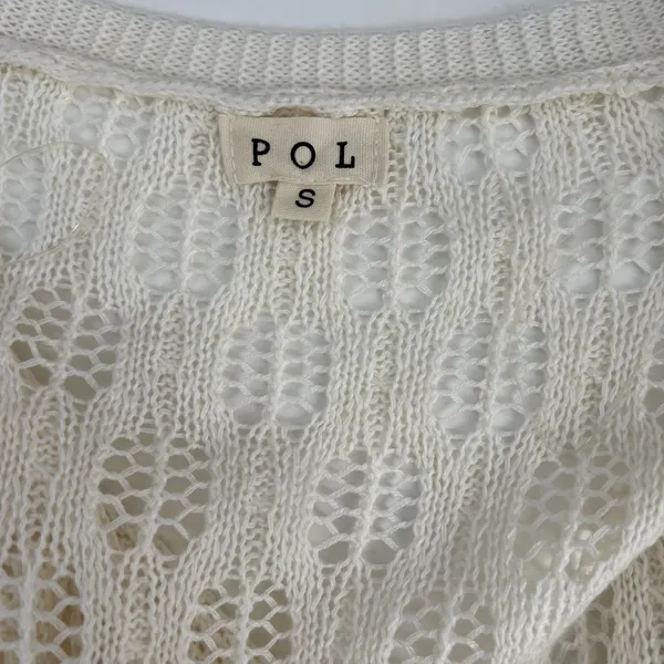 POL Crochet Ivory Beach Cover‎ Up Kimono Cardigan Tassel Tie Waist Size S NWOT - Image 3