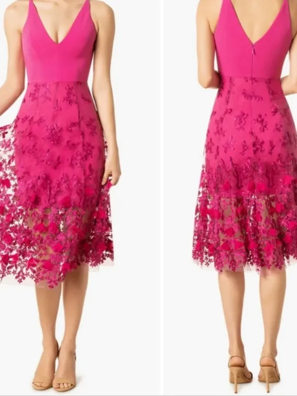 Dress The Population Darleen V-Neck 3D Floral Appliqué Midi Dress Size XXL - Image 16