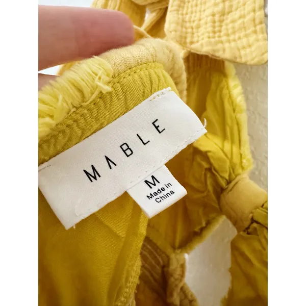 Mable Mustard Yellow Gauze Tie Strap Cutout Wide Leg Jumpsuit Size M - Image 4