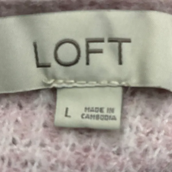 Loft Waffle Knit Turtleneck Pullover Sweater Lavender Purple Relaxed Size L - Image 7